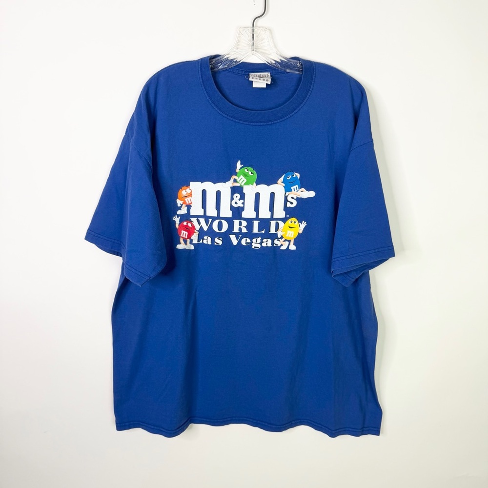Vintage 90s M&M World Las Vegas T Shirt XL Blue Promo Candy Graphic Tee USA Made
